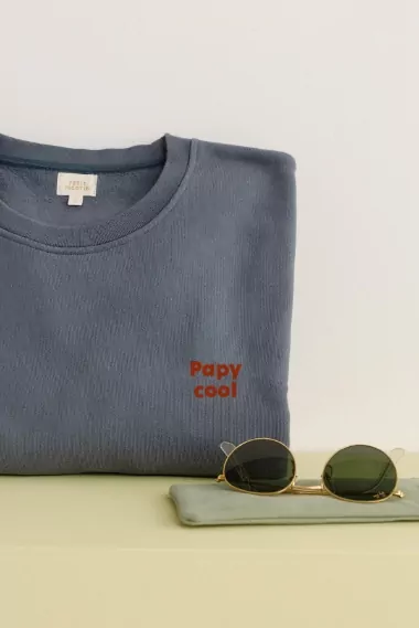 sweat en coton bleu personnalisé "papy cool"