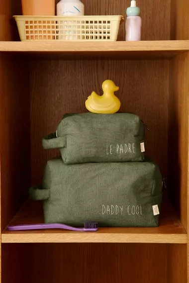 trousse de toilette à personnaliser en lin avec zip