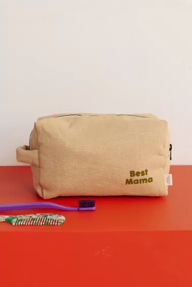 trousse de toilette en lin à personnaliser avec zip