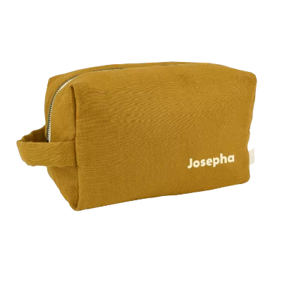 petite trousse de toilette en lin personnalisable