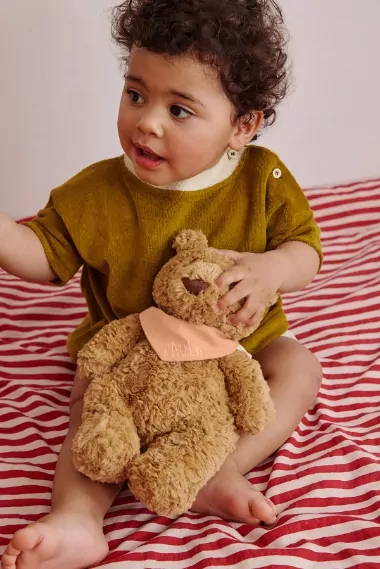 doudou ours tout doux avec foulard personnalisé