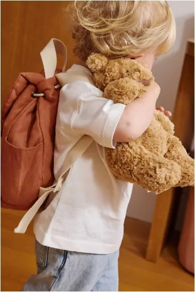 petit sac à dos en lin personnalisé avec bretelles ajustables