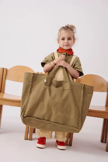 grand cabas en coton personnalisé enfant et parent