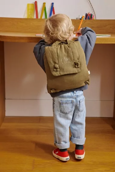 petit sac à dos enfant en lin personnalisable