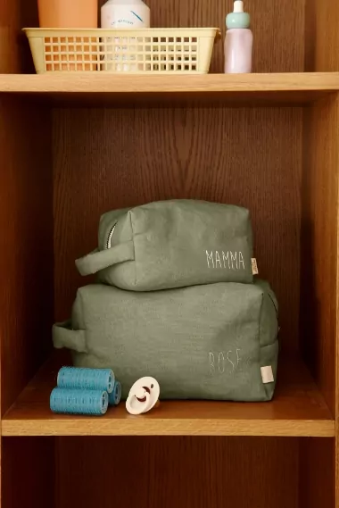 trousse de toilette en lin à personnaliser