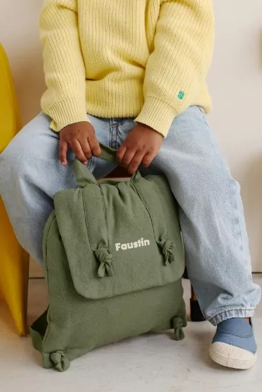 sac à dos bébé en lin personnalisable