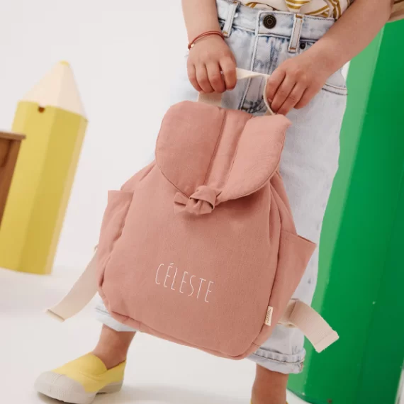 Petit sac à dos enfant en lin personnalisé