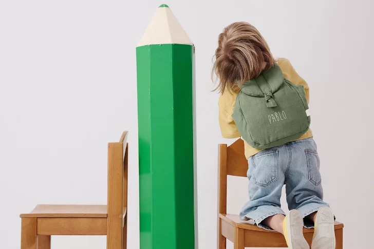 Petit sac à dos enfant en lin personnalisé