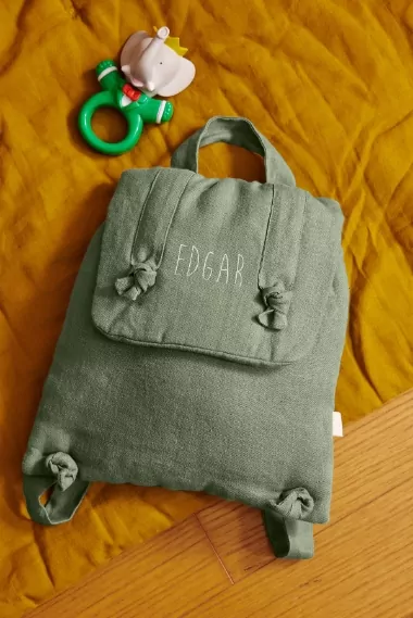 petit sac à dos en lin cadeau naissance 