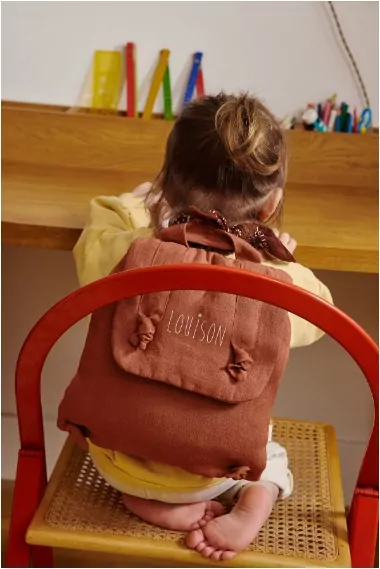 petit sac à dos en lin à personnaliser bébé cadeau naissance