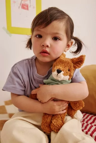 doudou renard peluche tout doux avec foulard personnalisé