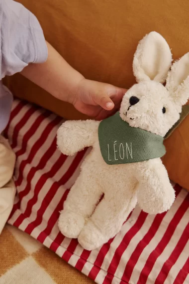 doudou bébé avec foulard en lin personnalisable