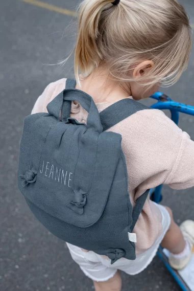 petit sac à dos en lin personnalisé bébé cadeau de naissance bébé