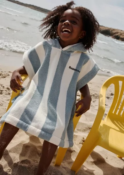 poncho enfant personnalisable à rayures parfait pour la plage