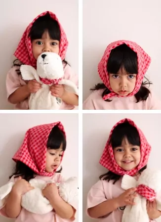 foulard vichy rose et rouge enfant petit picotin