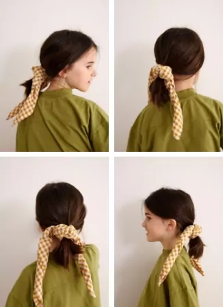 foulard vichy ocre et écru pour enfant petit picotin