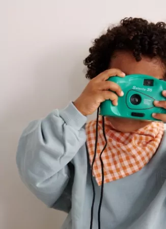 foulard vichy corail et écru petit picotin pour enfant