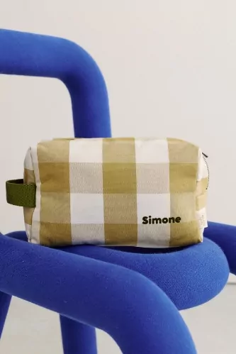 grande trousse de toilette personnalisable à carreaux