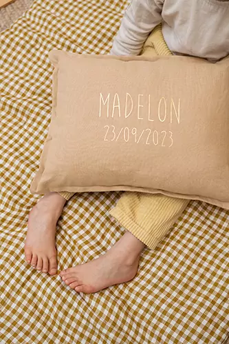 coussin rectangulaire personnalisé pour bébé en lin