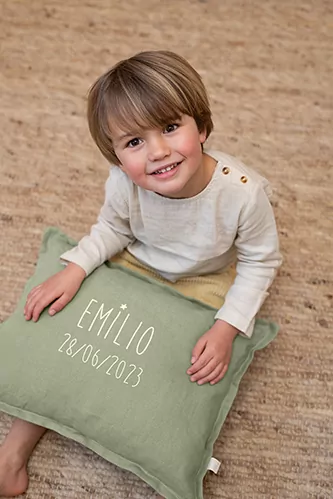 coussin rectangulaire personnalisé pour bébé en lin