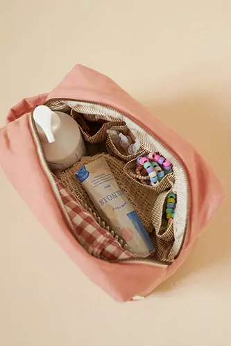 grande trousse de toilette personnalisée en lin