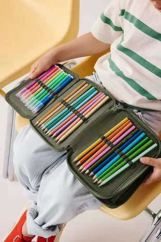 trousse à crayons pliante unie et personnalisable