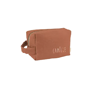 trousse de toilette personnalisée en lin pour bébé