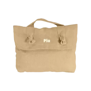 trousse de toilette personnalisée en lin avec noeuds