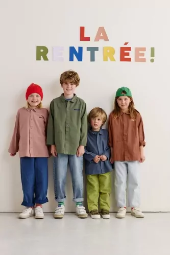 blouse enfant d'écoliers en coton personnalisable