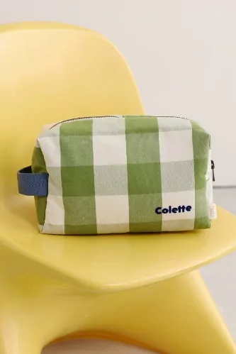 trousse de toilette en coton à carreaux personnalisable