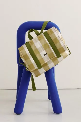 cartable maternelle en coton à carreaux personnalisable