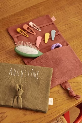 joli porte-barrettes en lin à personnaliser