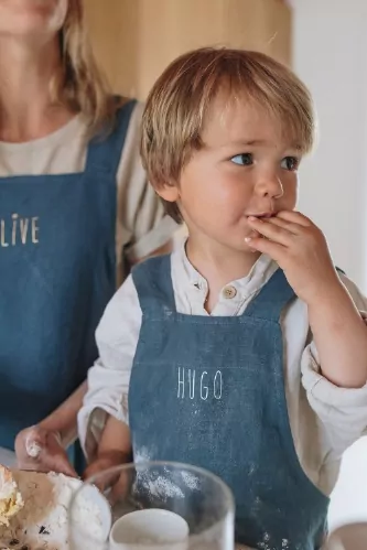 tablier de cuisine en lin personnalisé enfant