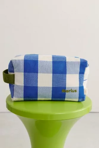 trousse de toilette personnalisée à carreaux