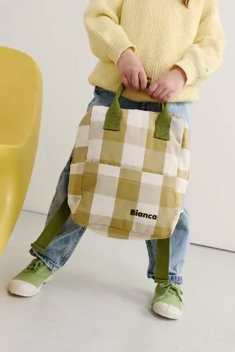 sac à dos en coton à carreaux personnalisable