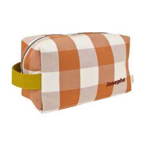 trousse de toilette à carreaux personnalisable