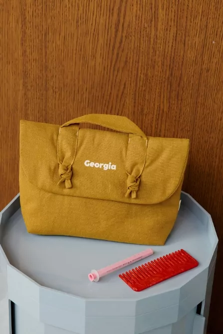 trousse de toilette en lin personnalisable pour bébé