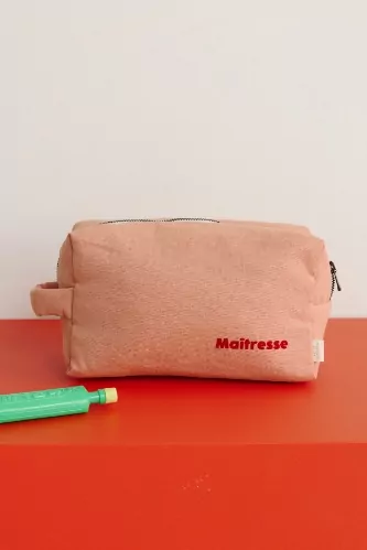 grande trousse de toilette en lin personnalisable