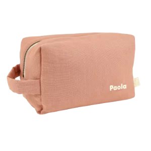 grande trousse de toilette en lin personnalisable