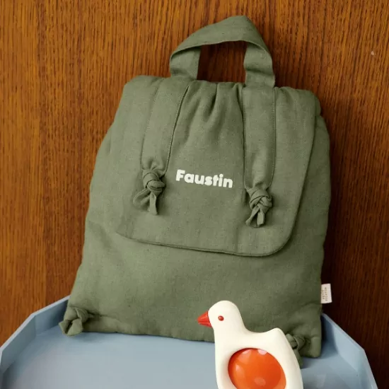 sac à dos en lin personnalisable pour cadeau de naissance