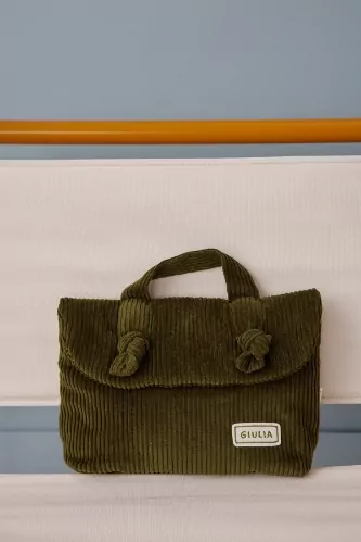 trousse de toilette velours avec noeud pour bébé cadeau de naissance