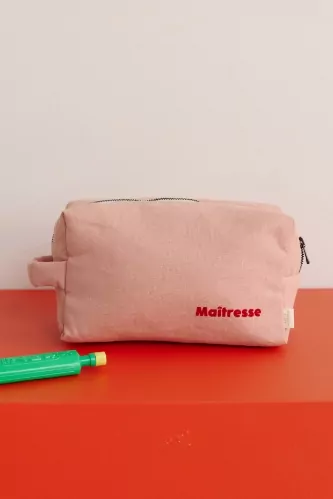 trousse de toilette en lin à personnaliser