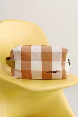 trousse de toilette à carreaux personnalisable