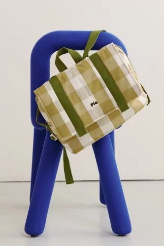 cartable maternelle en coton à carreaux personnalisable